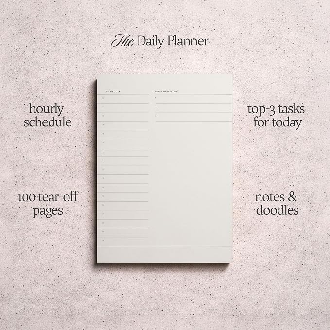 Daily To-Do List Notepad – Desk Pad for Work and Study, Orange, 8.25x5.85 Inches