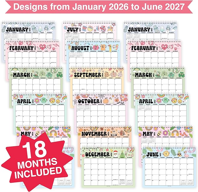 Small Desk Calendar 2026-2027 Standing Flip - 18-Month 2026 Desk Calendar Small for Home, Office & School, Standing Desks Calendars 2026-2027, Mini Desks Calendars, Back to School Teacher Gifts