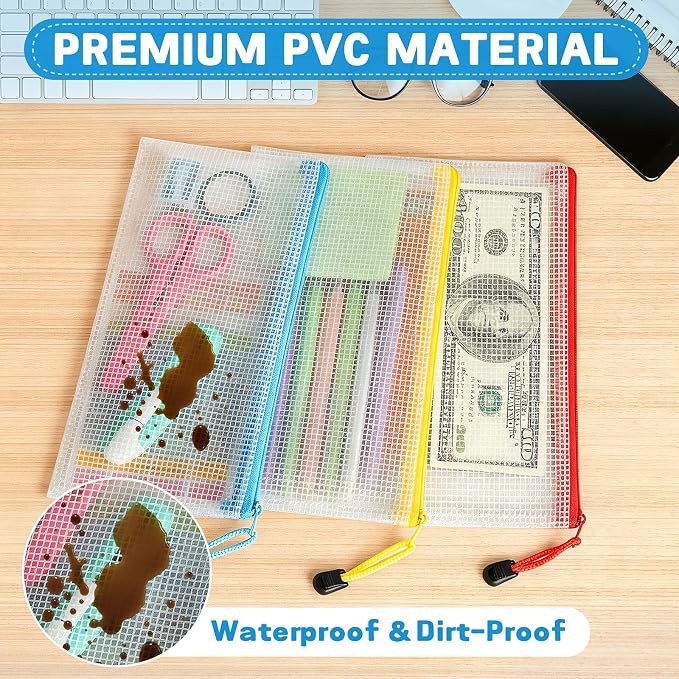 156 Pack Pencil Pouch Bulk, 9.5" x 4.5" Mesh Zipper Pouch, 12 Colors | Small Clear Zipper Pouch Pencil Case for Supplies Storage, Travel, Cash, Cosmetics, Office with Translucent Waterproof PVC