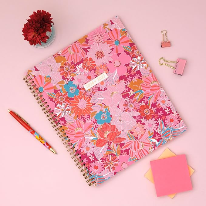 Blue Sky 2026-2027 Weekly & Monthly Academic Planner, 8.5"x11", Bloom Pink | July 2026 - June 2027, Flexible Cover, Wirebound, Laminated Tabs, Storage Pocket, Stickers, Academic Year, Color Me Courtney