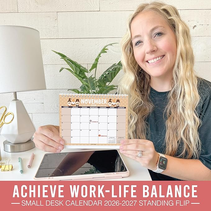 Small Desk Calendar 2026-2027 Standing Flip - 18-Month 2026 Desk Calendar Small for Home, Office & School, Standing Desks Calendars 2026-2027, Mini Desks Calendars, Back to School Teacher Gifts