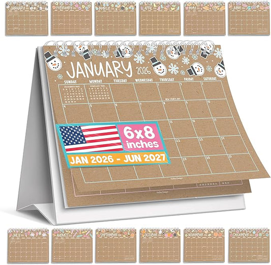 Small Desk Calendar 2026-2027 Standing Flip - 18-Month 2026 Desk Calendar Small for Home, Office & School, Standing Desks Calendars 2026-2027, Mini Desks Calendars, Back to School Teacher Gifts