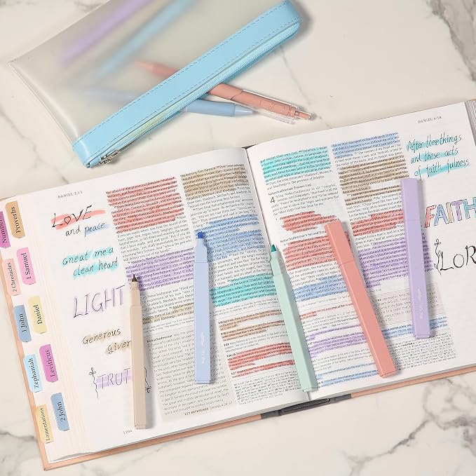 Mr. Pen- Aesthetic Highlighters and Gel Pens, 10 Pack | Pastel Colors Bible Highlighters No Bleed, Black Ink Gel Pens, Fast Dry and No Smear for Bible Journaling, Planner