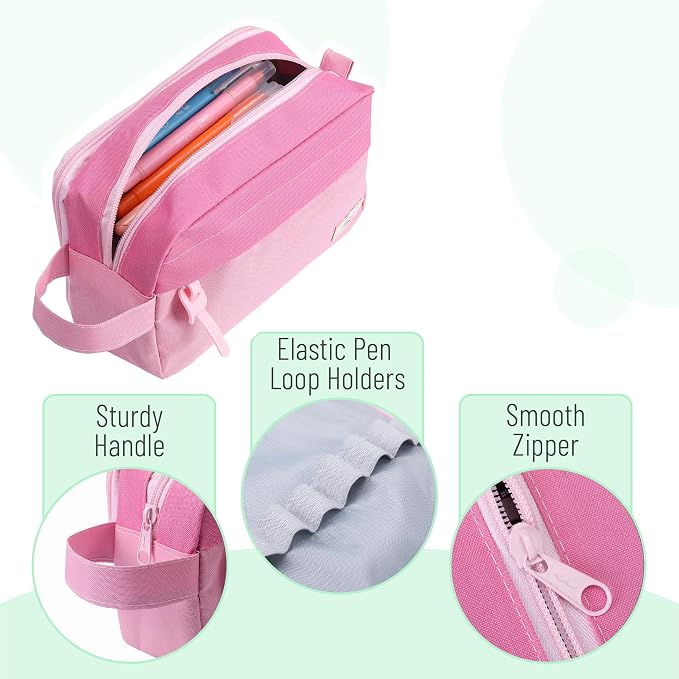 Mr. Pen- High Capacity Pencil Case, Large Pencil Pouch with 3 Compartments and 2 Pockets, Large Pencil Bag with Smooth Zipper, Cute Pencil Case Pouch Organizer, School Supplies for Teens
