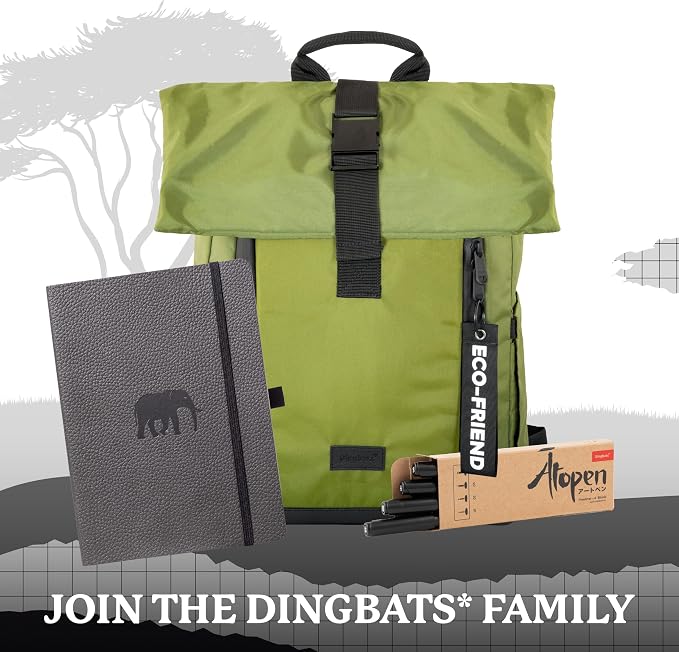 Dingbats* Wildlife Dotted Writing Journal Notebook A5 - Vegan Leather Softcover - Ideal for Work, Travel - Pocket, Elastic Closure, & Bookmark