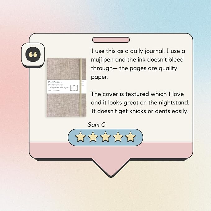 Portage Grid Dot Paper Hardcover Aesthetic Notebook Writing Journal – Bleed-Proof Paper Notepad for Journaling, High GSM, A5 Notebook, Cream Pages - Oatmeal, 6 x 8.5 Inches, 224 Pages