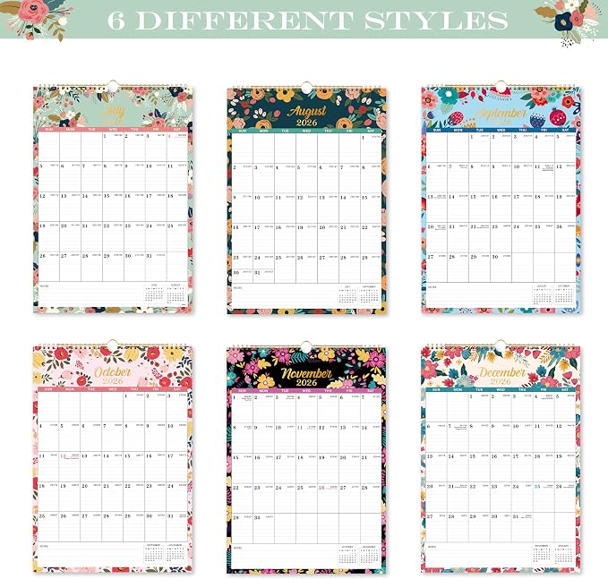 Calendar 2026-2027- Wall Calendar 2026-2027, 18 Monthly Calendar from Jul. 2026 - Dec. 2027, 12" x 17", Wall Calendar With Twin-Wire Binding - Green