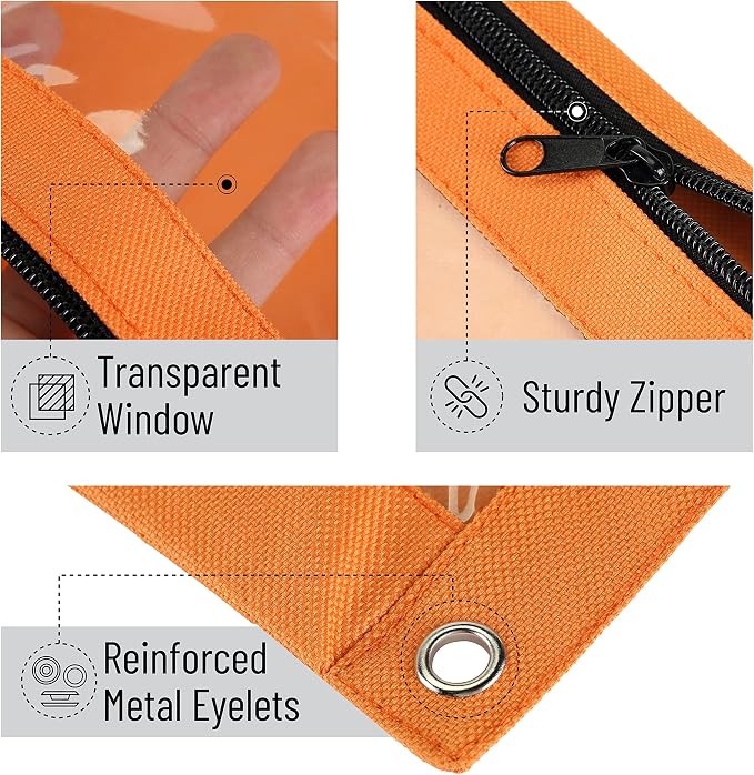 Mr. Pen- Pencil Pouch for 3 Ring Binder, 2 Pack, 10"x6.75", Smooth Zipper | Clear Window, Large Capacity Pencil Case with 3 Reinforced Grommets for School, Office, Supplies Storage | Clear Window, Large Capacity Pencil Case with 3 Reinforced Grommets f...