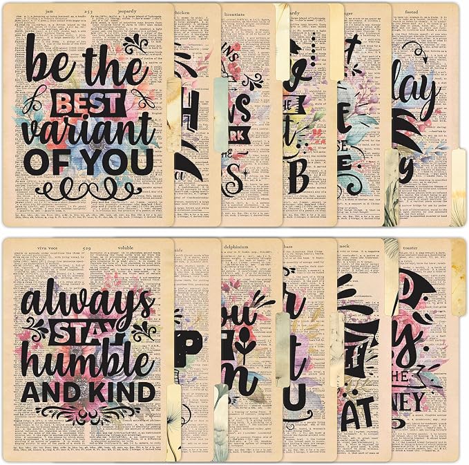 PARTH IMPEX 12 Pack Decorative File Folders, 1/3 Cut Tab (9.75” x 11.75”) | with Assorted Positions, Letter Size Paper Holders Matte Finish Laminated for Office School Work - Motivational Quotes Design