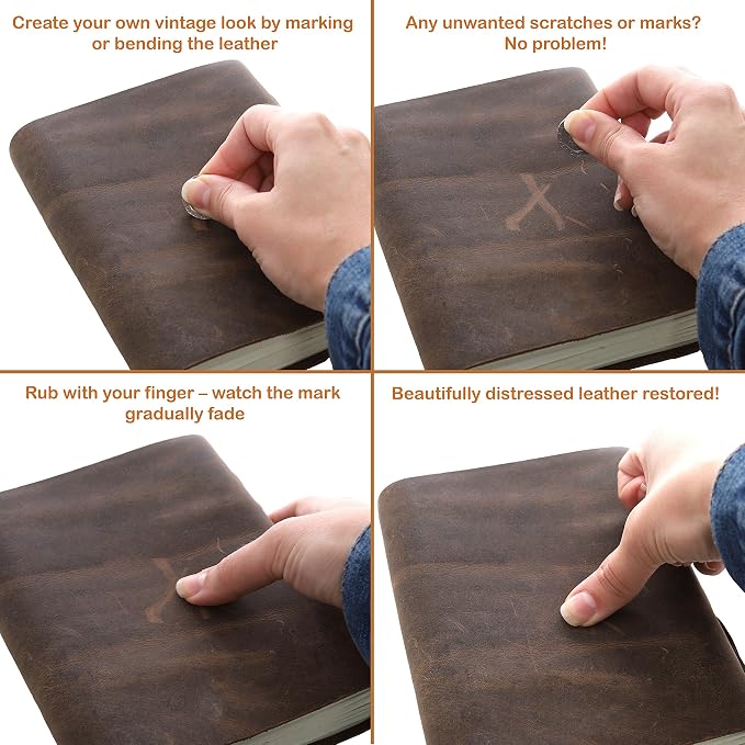 Leather Journal Writing Notebook, Vintage Handmade Bound Notepad for Men Women - Write in Plain Thick Paper, 7x5 Inch Small Blank Pages, MOONSTER® Drawing Sketchbook, Travel Diary, Unlined Note Book