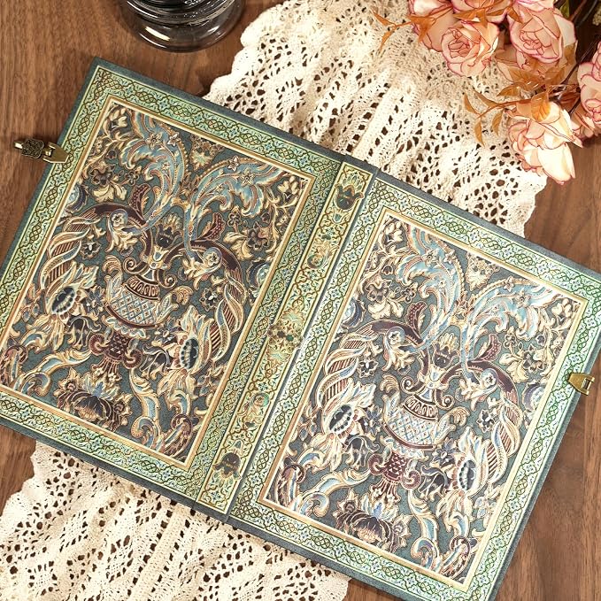 3D Hot Stamp Nocturne Blue Hardcover Journal - 192 Blank Lined Pages w/Envelope Pocket - Deep Blue & Gold Totem Design for Students, Travel Diary & Anniversary