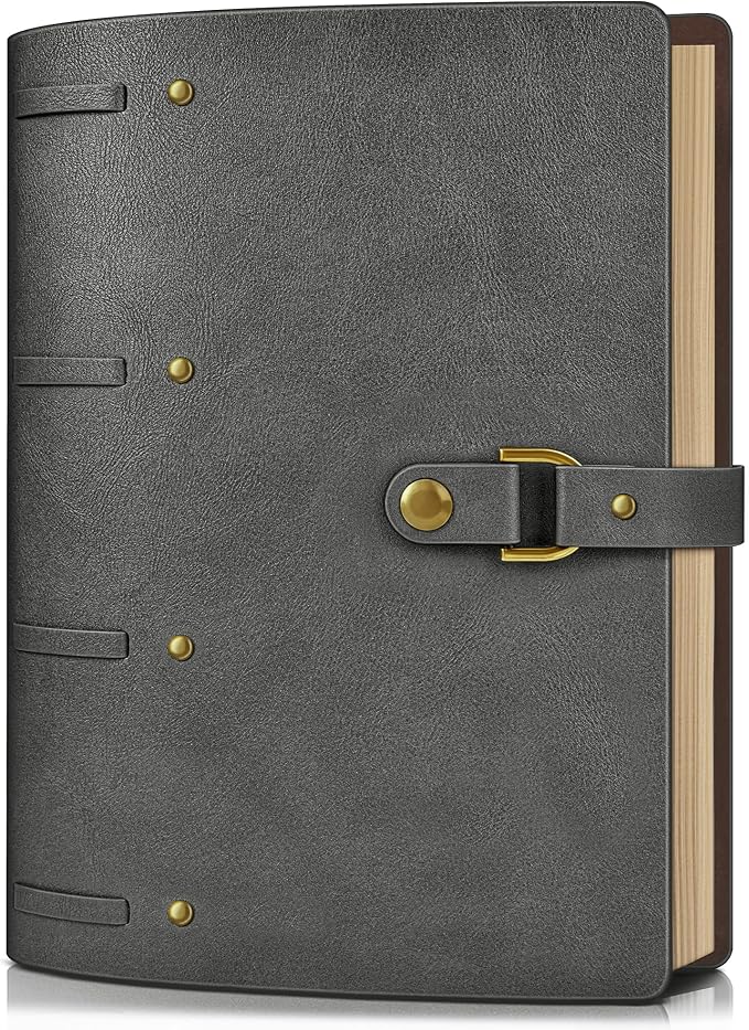 Leather Journal Notebook, A5 Size 6.9 x 9 inches 260 Pages Refillable Vintage Travel Notebook with Gift Box, 100 GSM Thick Lined Paper Journal Writing Diary Note Taking for Men and Women – Dustiy Blue
