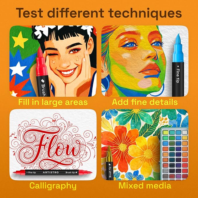 ARTISTRO 12 Acrylic Paint Markers - Paint Pens for Drawing - For Fabric, Rock, Glass, Wood, Molds - Arts & Crafts Gift for Adults, Teens, Kids, Classroom Must Haves & School Supplies
