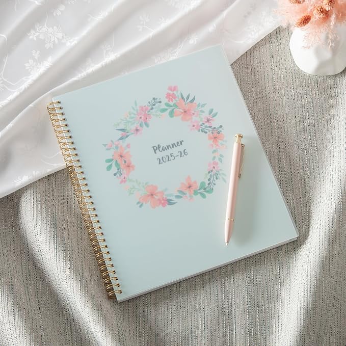 Blue Sky 2025-2026 Weekly & Monthly Academic Planner, 8.5"x11", Laurel | July 2025 - June 2026, Flexible Cover, Wirebound, Laminated Tabs, Storage Pocket, Academic Year