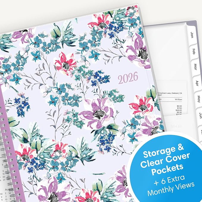 Blue Sky 2026 Weekly & Monthly Planner Calendar, 8.5"x11", Laila | January 2026 - December 2026, Clear Pocket Cover, Durable Twin Wire Binding, Laminated Tabs, Storage Pocket