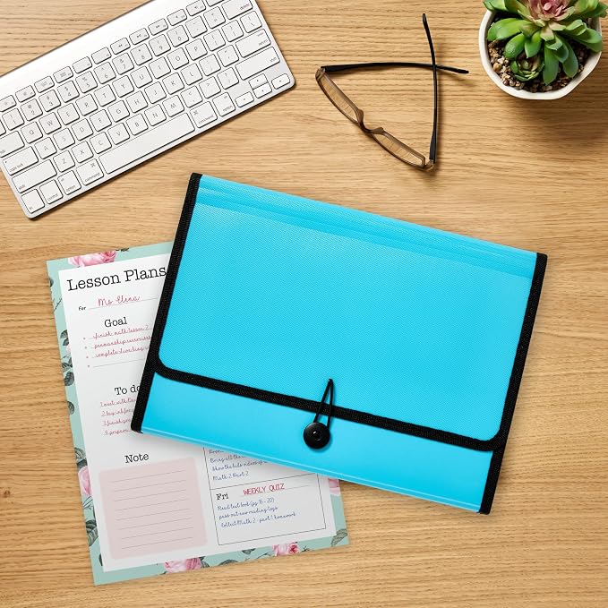 Avery Expanding File Folder Organizer, 13-Pocket Accordion File Organizer, Aqua, Holds 425 Letter/A4-Size Sheets (73554) (Pack of 6)