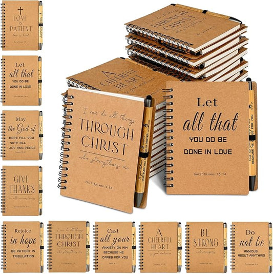 INSADA 60 Sets of Christian Spiral Notebooks Bulk Prayer Journals with Pens Small Notepad (5.43”x4.33”) - Christian Gifts for Church Members, Bible Study Groups & Church Families
