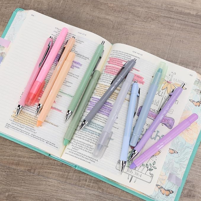 Mr. Pen- Bible Highlighters and Pens No Bleed, 12 Pack | Bible-Safe Gel Highlighters with Colored Ink Pens, Fast-Drying, Smooth Writing for Journaling, Note-Taking