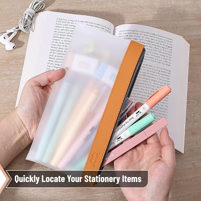 Mr. Pen- Clear Pencil Pouch, 8.50"x4.25", 3 Pack, Durable TPU Material | Medium Water-Resistant Pencil Bags with Smooth Zipper, Multipurpose Clear Pouch for Stationery, School, Office
