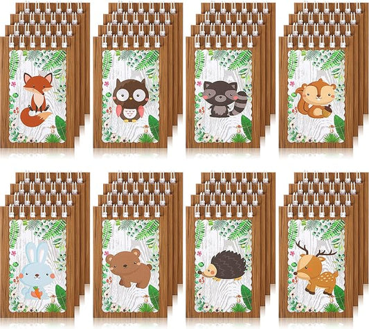 Clabby 32 Pieces Mini Notebooks for Kids Woodland Party Favors, Woodland Animal Mini Notepads Forest Animals Spiral Notebook Owl Raccoon Squirrel Rabbit Decor for Kids Classroom (Cute Style)
