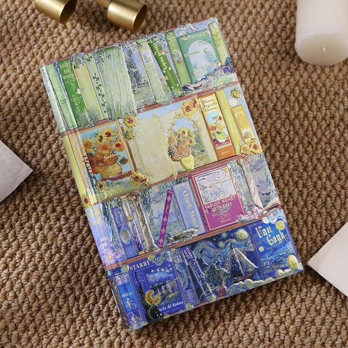 Hardcover Notebook Journal with 224 Pages, A5 Lined Journal with 100 GSM Premium Thick Paper for Smooth Writing, Aesthetic Foil Embossed Fine Art Bookcase Notebook Journal for Women & Writers