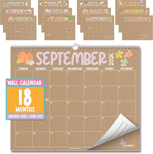 2026 Calendar Wall - 2026 Wall Calendar Large, 18-Month Hanging Calendars for School, Home & Office, Academic Monthly Calendar from January 2026 to June 2027, Back to School Teacher Gifts