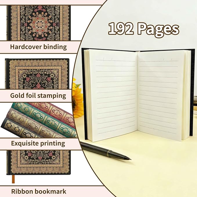 Mlife A6 Small Notebook,Lined Pocket Notebook Hardcover,Journaling Notebooks,192 Pages,100 GSM paper,3.74''* 5.5'',Mini Journal for Women and Man