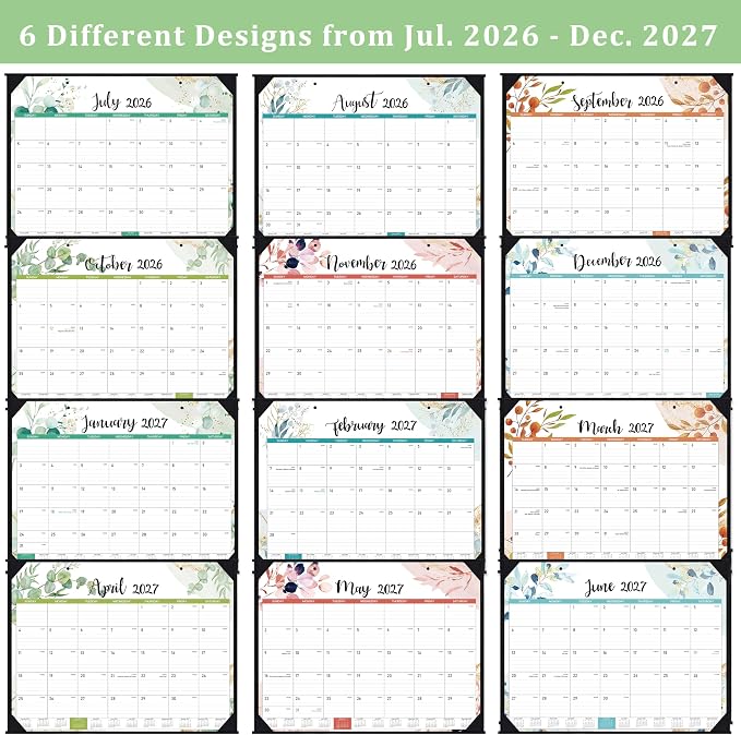 2026-2027 Desk Calendar - Large Desk Calendar from July 2026 to December 2027, 22''x17'',18 Monthly Desk/Wall Calendar, Desk Calendars 2026-2027 Large Space for Writing with Protect Corner