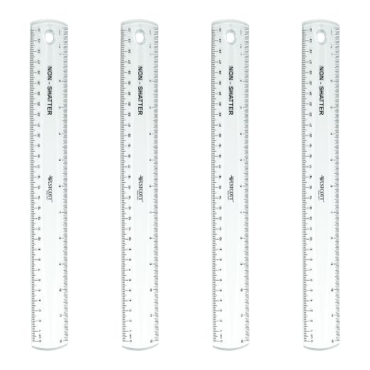 Westcott 12-Inch Flexible Shatterproof Rulers, Flexible Design with Easy-to-Read Markings, for Home, Office, Classroom, Back to School, School Supplies, 4 Pack
