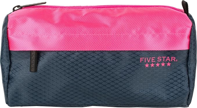Five Star Pencil Pouch, Pen Case, 9-Pocket Zipper Pouch, Storage Organizer for School Supplies Earbuds Chargers Cables Makeup, Navy/Pink (505600B-ECM) (Pack of 12)
