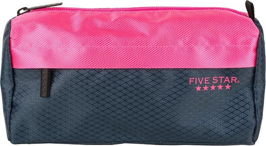 Five Star Pencil Pouch, Pen Case, 9-Pocket Zipper Pouch, Storage Organizer for School Supplies Earbuds Chargers Cables Makeup, Navy/Pink (505600B-ECM) (Pack of 12)