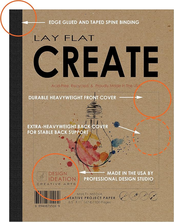 Design Ideation Lay Flat Create. Removable Sheet Sketchbook. Premium Paper. Smart-Bind Reinforced Lay Flat Binding. (8.5" x 11") LF-50100-LS