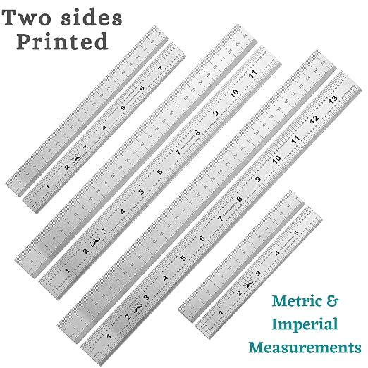 Mr. Pen- Machinist Ruler, 4 Pack, (6, 8, 12, 14 Inch) | Stainless Steel Metric & Imperial, Precision Measuring Tool, 1/64", 1/32", 0.5 mm Graduation for Engineering, Carpentry