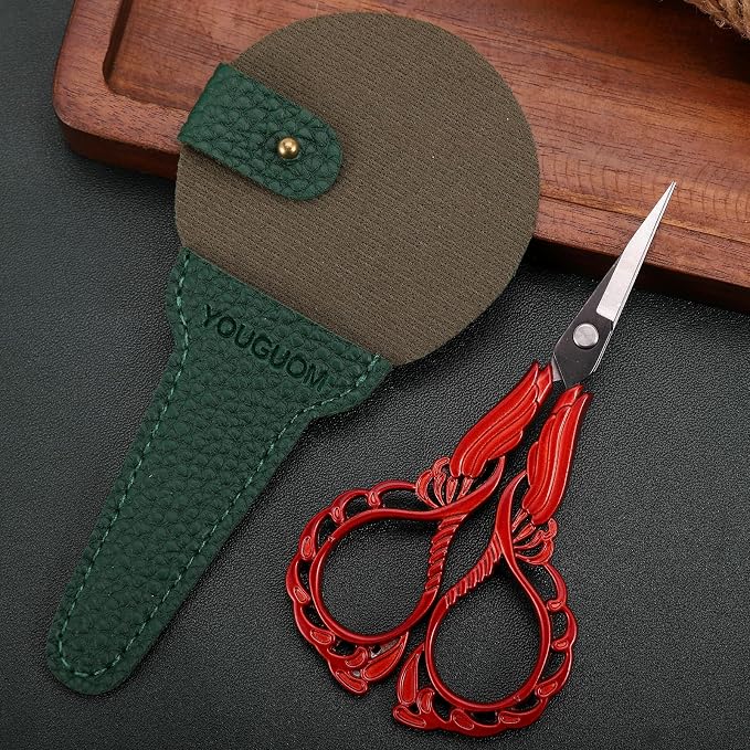 YOUGUOM Small Sewing Scissors, Little Embroidery Shears with Cover | 4.3in, Red, Sharp, Precision, DIY Tools, for Craft, Needlework, Cross Stitch, Paper, Thread Cutting, Left/Right Handed