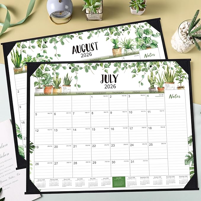 Desk Calendar 2026-2027 - Large Desk Calendar 2026-2027 22x17, Jul. 2026 - Dec. 2027, 26-27 Large Calendar, 18 Months, Corner Protectors - Plants