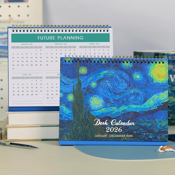 2026 Desk Calendar - JAN 2026 - DEC 2026, Standing Flip Desktop Calendar 2026, 12 Months Desktop Calendar, 9.8" x 8.3", Thick Paper