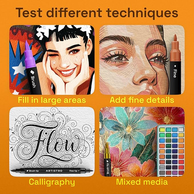 ARTISTRO 24 Acrylic Paint Markers - Paint Pens for Drawing - For Fabric, Rock, Glass, Wood, Molds - Arts & Crafts Gift for Adults, Teens, Kids, Classroom Must Haves & School Supplies