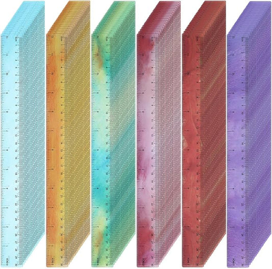 120 Pcs Clear Plastic Ruler Bulk 12'' Colorful Ruler for Classroom with Inch Centimeter for Teacher Student Back School Office Supplies Tool Operation Measuring Drawing(Oil Painting Colors)