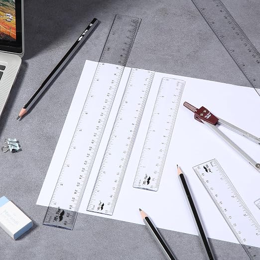Mr. Pen- Clear Ruler Set, 6 Pack, 6", 8" and 12", Metric & Imperial | Plastic Ruler, Transparent Measuring tools