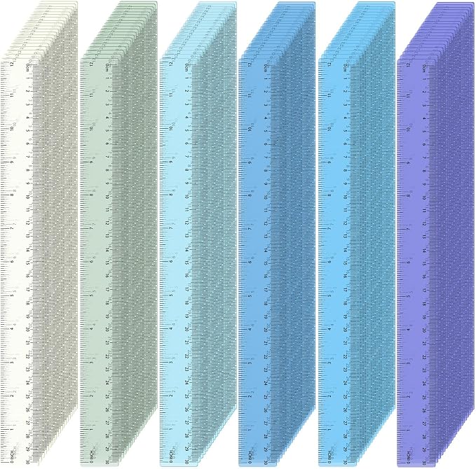 120 Pcs Clear Plastic Ruler Bulk 12'' Colorful Ruler for Classroom with Inch Centimeter for Teacher Student Back School Office Supplies Tool Operation Measuring Drawing(Ocean Colors)