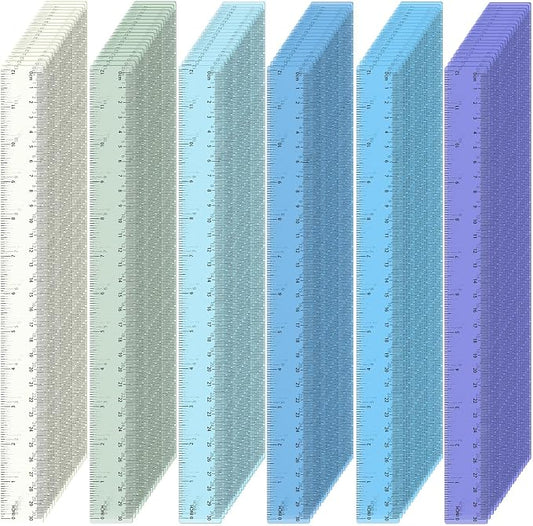120 Pcs Clear Plastic Ruler Bulk 12'' Colorful Ruler for Classroom with Inch Centimeter for Teacher Student Back School Office Supplies Tool Operation Measuring Drawing(Ocean Colors)