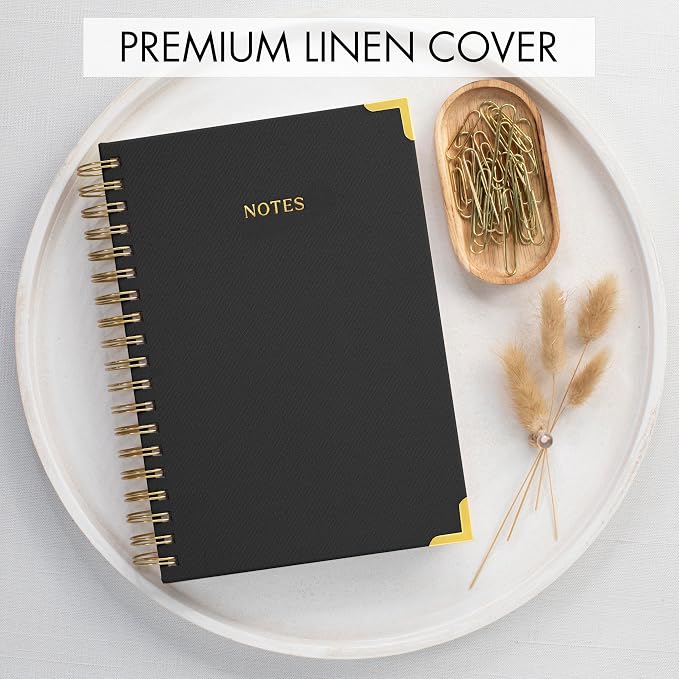 Aesthetic Thick Spiral Notebook Journal For Women in B5 Format - Stylish Linen Hardcover College Ruled Note Book w 300 Lined Pages - Cute Supplies For Bible Study & Staying Organized at Work or School