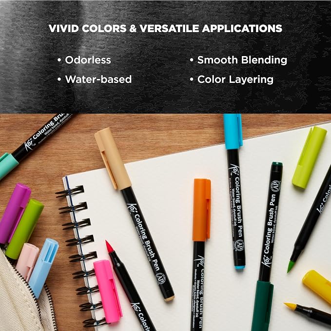 SAKURA XBR-24SA 24-Piece Koi Assorted Coloring Brush Pen Set