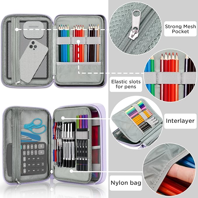 Zannaki Big Capacity Storage Pouch Marker Pen Pencil Case Simple Stationery Bag Box Art Tool & Sketch Storage Boxes for Bullet Journal Middle High School Office College Student Girl Women Adult Teen