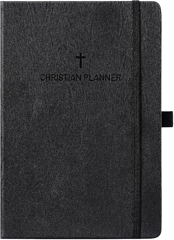 2027 Christian Planner - Daily Bible Planner 2027, JAN. 2027 - DEC. 2027 | 5.7" x 8.4", 2027 Weekly & Monthly Planner with Pen Holder, Back Pocket, Elastic Closure, Hardcover - Black