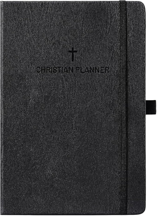 2027 Christian Planner - Daily Bible Planner 2027, JAN. 2027 - DEC. 2027 | 5.7" x 8.4", 2027 Weekly & Monthly Planner with Pen Holder, Back Pocket, Elastic Closure, Hardcover - Black