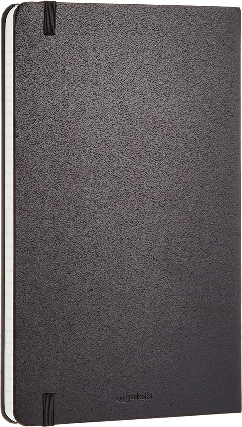 Amazon Basics Classic Grid Notebook for Writing and Note Taking, Hardcover, Graph Ruled, 240 Pages, 5" x 8.25", Black