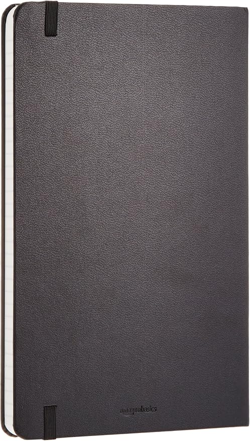 Amazon Basics Classic Grid Notebook for Writing and Note Taking, Hardcover, Graph Ruled, 240 Pages, 5" x 8.25", Black (Pack of 2)