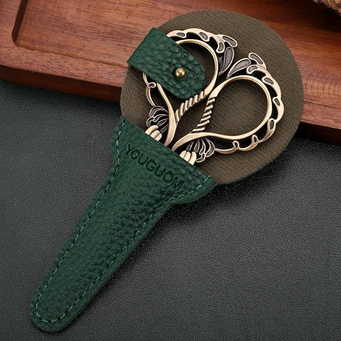 YOUGUOM Embroidery Scissors with Cover, Mini Sewing Shears | Small, Sharp, Precision, for Needlework, Cross Stitch, Crochet, Threading, Artwork, 4.3in, Craft DIY Tools, Left/Right Handed