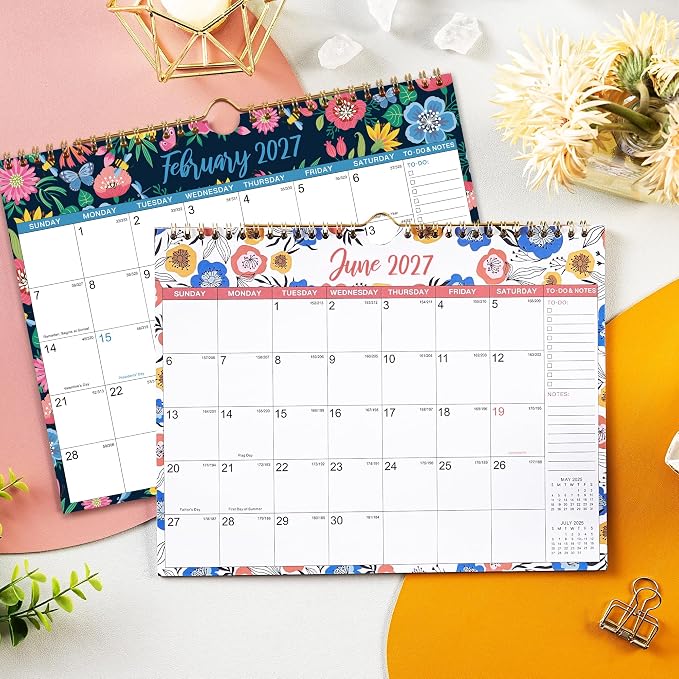 2027 Wall Calendar - 2027 Calendar, 12 Months Hanging Calendar 2027, Jan 2027 - Dec 2027, 11" x 8.5", Spiral Binding, Julian Dates, Large Block, Notes, To-do List, Thick Paper, Perfect for Organizing